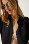 Women's Black Pocket Oversize Muslin Shirt MX00150 - 3