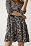 Women's Black Beige Patterned Wraped Collar Summer Knitted Dress MC00202 - 4