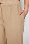 Bej %100 Keten Beli Lastikli Yüksek Bel Wide Leg Pantolon TWOSS24JE00249 - 11