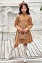 Girl's Shoulder and Collar Stone Embroidered Brown Dress