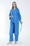 Bathrobe Striped Detail Maternity and Postpartum Pajama Set