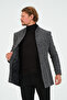 Blue White Men's Slim Fit Regular Stamp Coat, Jacket, Coat - 4