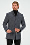 Blue White Men's Slim Fit Regular Stamp Coat, Jacket, Coat - 2