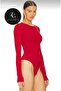 Women's Red Body Crew Neck Silk Jersey Double-Layer Body - 4