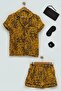 5-Piece Leopard Mustard Pajama Shorts Set