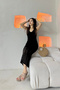 Women's Black Lined Openwork Knitwear Dress 2445 - 3