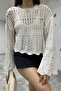 Women's Cream Openwork Knitwear Blouse