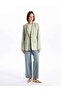 Straight Long Sleeve Linen Blend Women's Blazer Jacket (S4) - 2