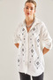 Women's White Sequin Embroidered Sofia Linen Shirt 60181011 - 3