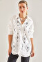 Women's White Sequin Embroidered Sofia Linen Shirt 60181011 - 6