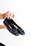 Genuine Leather Navy Blue Women's Leather Ballerinas Dp58-4053 - 3