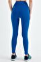 Women's Blue Plain Long Sports Leggings - 2