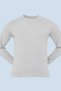 Plain Gray Crew Neck Long Sleeve Men's Combed Cotton T-shirt - 3