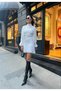 Women's White Stand Collar Guipure & Lace Sleeves and Skirt Pleat Detail Lined Belted Dress - 2