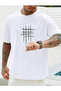 Oversize White Line Printed Relaxed Fit T-Shirt Boyfriend - 3