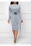 Women's Long Sleeve Crew Neck Belted Two Thread Dress - 4