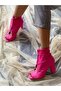 حذاء بوت صيفي بكعب عالٍ من جلد الغزال Happy Fuchsia
