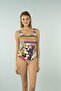 Patterned U Collar Swimsuit - Floral - 3