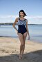 Square Neck Swimsuit - Navy Blue - 6