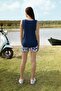 Women's Navy Blue Floral Patterned Shorts T-shirt Pajama Set 4303 - 2