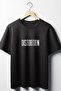 Distortion Printed Black Oversize Crew Neck T-shirt - 3
