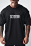 Distortion Printed Black Oversize Crew Neck T-shirt - 2