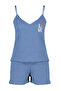 Knitted Pajamas with Blue Embroidery Textured Shorts - Thmss24Pt00155 - 6