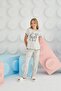 Girl Waiter Short Sleeve Beige Melange Pajamas Set C0T7N68 - 2