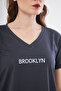 Sports T-shirt Anthracite Color V-Neck Brooklyn Printed - 6