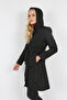 Women's Black Color New Trench Coat Raincoat - 2
