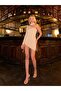 Women's Gathered Single Sleeve Shoulder Low-cut Mini Dress - 3