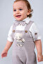 Bow Tie Shirt Teddy Bear Detailed Men's Muslin Salopet Set - 7