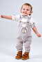 Bow Tie Shirt Teddy Bear Detailed Men's Muslin Salopet Set - 3