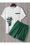 Men's White Rennassience Printed Shorts Suit - 2