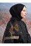 Embroidered Turquoise Shawl - Black
