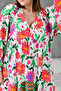 Summer Floral Print V-Neck Wide Balloon Sleeve Midi Length Comfortable Flared Cut Summer Dress 045 - 2
