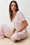 Pudra-Çok Renkli Çiçekli Örme Pijama Takımı THMSS24PT00231
