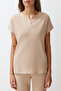 Beige Corded Fabric Collar Detail Knitted Pajama Set THMSS24PT00234 - 4