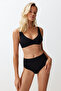 Black Hipster High Waist Bikini Bottom Tbess24Ba00095