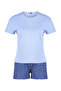 Mavi %100 Pamuklu Yıldız Desenli Şortlu Örme Pijama Takımı THMSS24PT00202 - 7