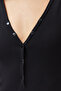 Siyah Fitted/Vücuda Oturan V Yaka Fitilli Esnek Çıtçıtlı Örme Body TWOSS24BD00032 - 4