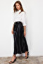 Black Pleated Woven Skirt TCTAW24EE00010 - 3