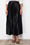 Black Pleated Woven Skirt TCTAW24EE00010 - 4