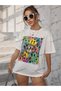 Unisex BAY Letter and Emoticon Print Off-Shoulder T-Shirt KOD-1376 - 5