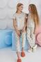 Girl Waiter Short Sleeve Beige Melange Pajamas Set C3T8N68 - 7