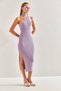 Women's Lilac Turtleneck Shoulder-Cut Knitwear Dress 20246075 - 2