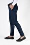 Men's Dark Blue Slim Fit Honeycomb Italian Cut Linen Trousers - 2