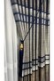 Panel Background Curtain Dark Blue Backdrop Gray and Brown Jacquard Woven Gold Striped Single Wing Close Pleat