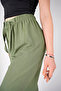 Women's Hijab Khaki Elastic Waist Palazzo Trousers - 3