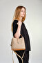 Women's Embossed Printed Lock Detailed Vegan Shoulder and Hand Bag JPM4002 KUM - 7